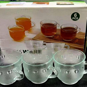 6 Pcs Glass Cherry Tea Cup Set