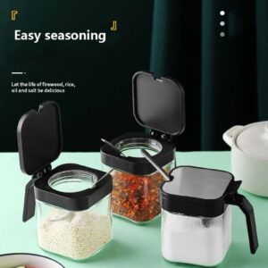1 Pc Airtight Glass Spice Jar With Spoon