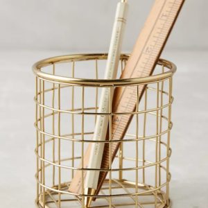 Round Metal Pen Holder - GOLD - 769-31