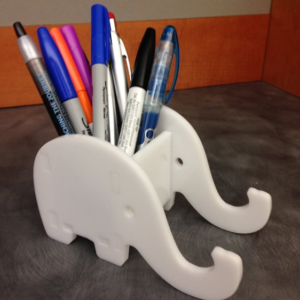 Wooden Elephant Phone & Pen Holder