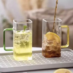 1 Pc Square Glass Cup With Handle - 370ml