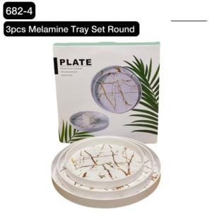 3 Pcs Melamine Serving Tray Set - Round