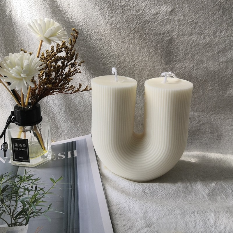 U Shape Ribbed Candle - L-5