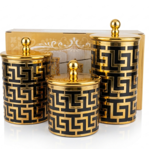 3 Pcs Candy Airtight Storage Jars - Round Black Tint