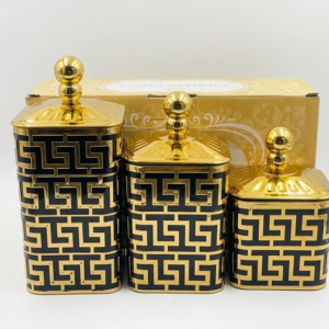 3 Pcs Candy Airtight Storage Jars - Square Black Tint