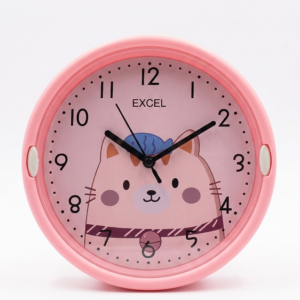 Excel Childrens Pink Cat Wall Clock - 645-13