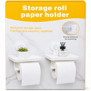 Toilet Paper Holder With Storage Shelf