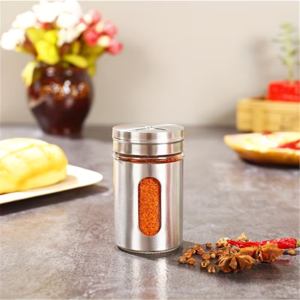 1 Pc Stainless Steel Seasoning Glass Jar