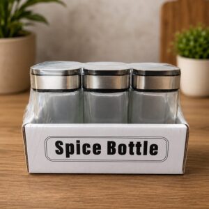 6Pcs Square Shape Pour Shaker Spice Bottle Set
