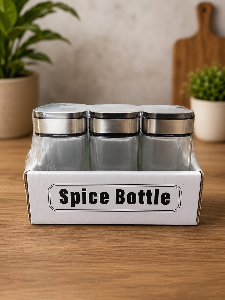 6Pcs Square Shape Pour Shaker Spice Bottle Set