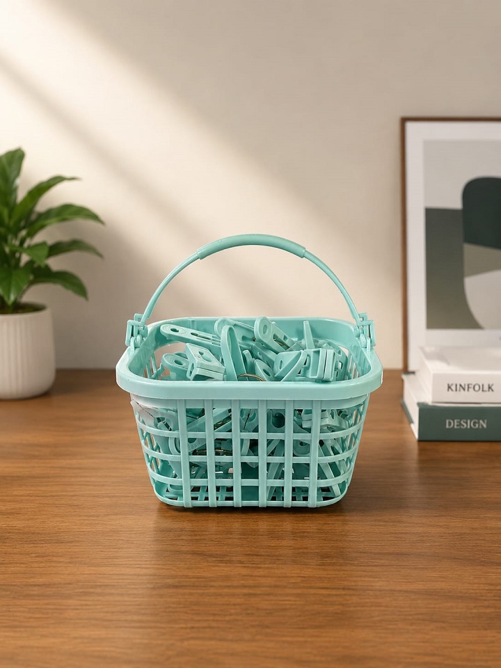 Clothes Pins with Storage Basket