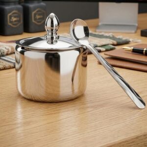Stainless Steel Pot Round Jar with Spoon